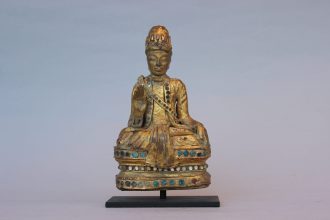 Buddha Skulptur Holz Vergoldet aus Thailand